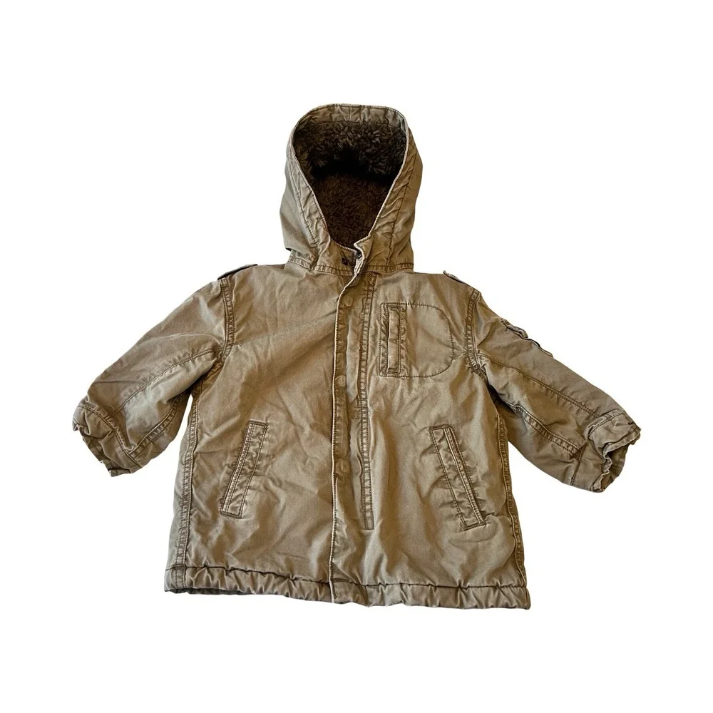 The Children's Place Boys Brown Sherpa Lined Utility Parka‎ Jacket 24M